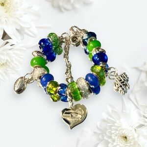 Seattle Seahawks Beaded Charm Bracelet